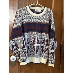 Vintage The Men's Store Sears Pullover Sweater L Acrylic Grandpa Geometric